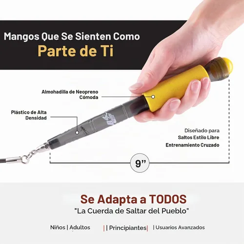 Vista 3 de Buddy Lee Jump Ropes Rope Master - Cuerda de saltar original con rodamientos de bolas, asas de plástico HD de 9 pulgadas. Cuerda de saltar perfecta