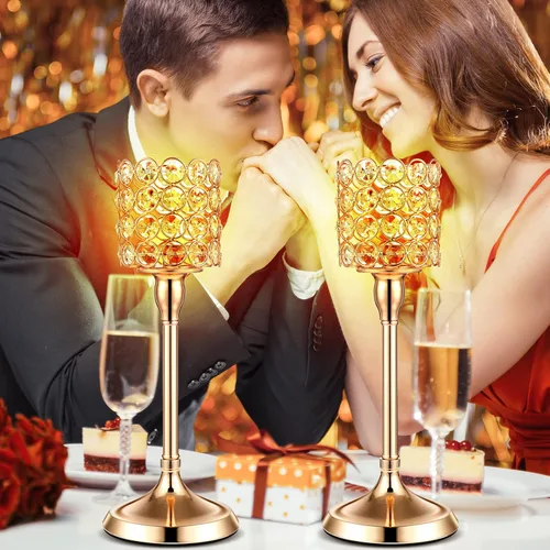 Vista 7 de Sieral 6 portavelas de cristal, candelabros altos a granel, velas de té para boda, comedor, centros de mesa para chimenea, candelabros, sala