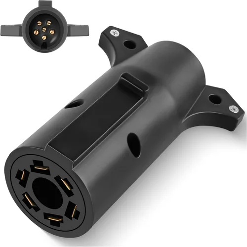 Vista 16 de Nilight 7 pines macho remolque redondo RV Blade conector enchufe 7 poste resistente 7 vías de reemplazo lateral del vehículo 6-24V para enganche