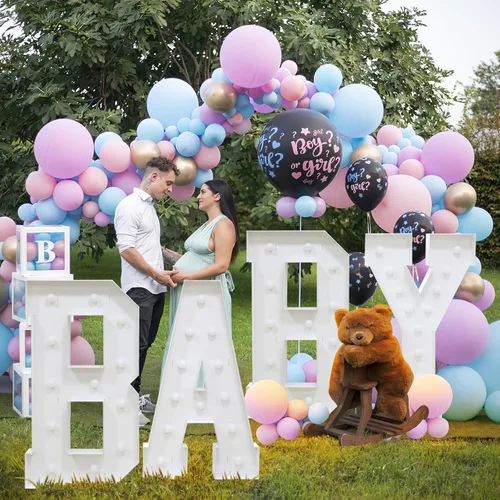 Vista 4 de Letras iluminadas de marquesina de 4 pies, letras grandes iluminadas para baby shower, cumpleaños, boda, compromiso, fiesta, decoración, letras