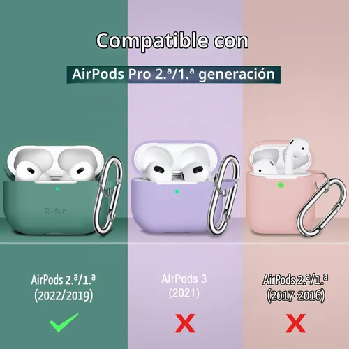 Vista 6 de R-fun Funda para AirPods Pro 3, diseño de consola de juegos de silicona para Apple AirPods Pro de 3ª generación (cable USB-C), con kit limpiador