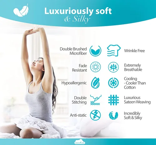 Vista 5 de DREAMCARE - Juego de sábanas de tamaño individual XL, 3 piezas, refrescantes, extralargas, suaves y duraderas de 100% poliéster de microfibra