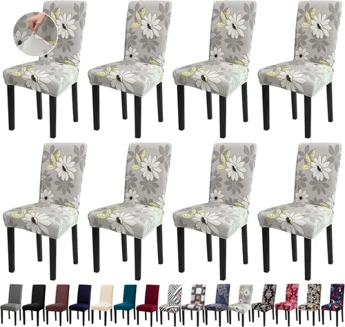 Vista 58 de Fundas para Sillas, Juego de 4 Fundas Elásticas para Sillas de Cocina y Comedor, Fundas Lavables y Extraíbles para Sillas de Comedor para Hogar