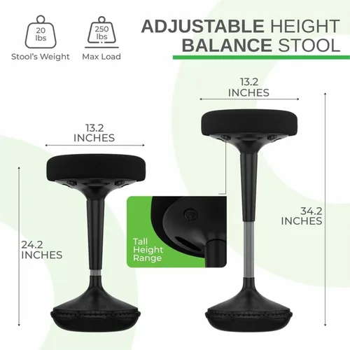 Vista 2 de Wobble Taburete de pie, asiento flexible ajustable de oficina ergonómico, taburetes tambaleantes para asientos alternativos en el aula, silla activa