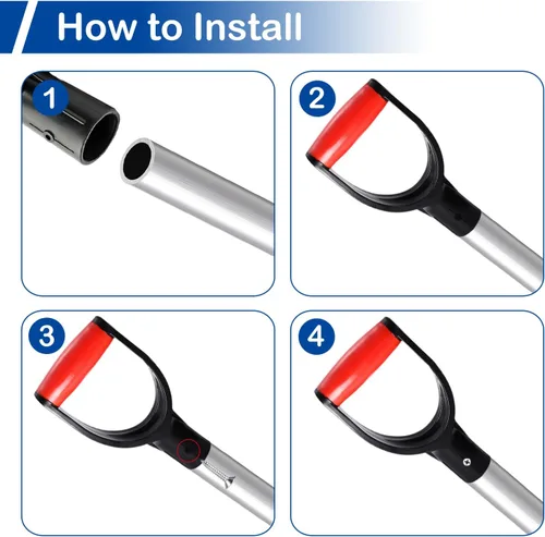 Vista 5 de MroMax Mango de agarre en D, 2 unidades, 1-1/4 pulgadas de diámetro interior de 1.260 in, pala de nieve de PVC, mango de repuesto, accesorios