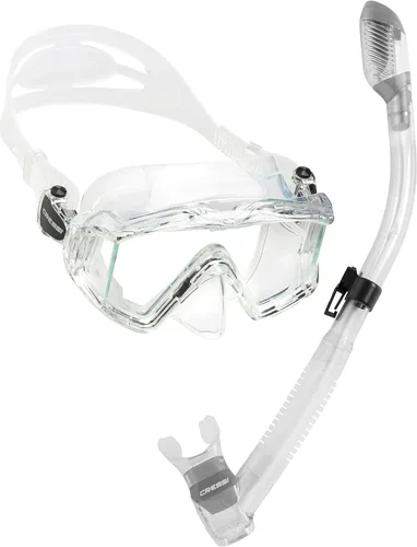 Vista 8 de Cressi Panoramic Wide View Mask & Dry Snorkel Kit for Snorkeling, Scuba Diving - Pano 3 & Supernova Dry: Designed in Italy