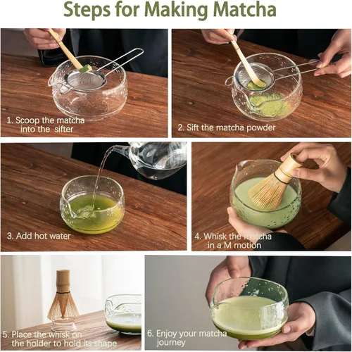 Vista 5 de Buucup - Juego de batidor de matcha, kit de matcha de vidrio con cuenco y herramientas, transparente Glass Clear