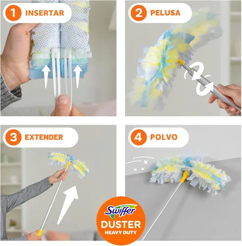 Vista 10 de Kit de plumero Swiffer con mango súper extensible de 6 pies, kit de iniciación resistente con 8 recambios