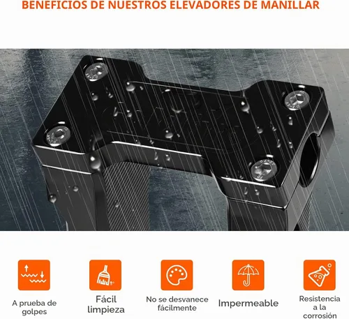 Vista 8 de Altura redonda de los elevadores del manillar de la motocicleta de la Negro