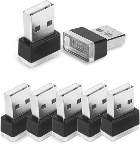 Vista 10 de NTNEV 4 lámparas LED USB para el interior del automóvil, mini luces LED USB para decoración del automóvil, kit de iluminación ambiental, interfaz