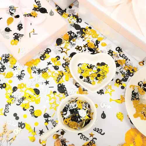 Vista 2 de 3000 piezas de confeti de cumpleaños con purpurina para decoración de cumpleaños, aniversario, mesa de papel de aluminio metálico, confeti