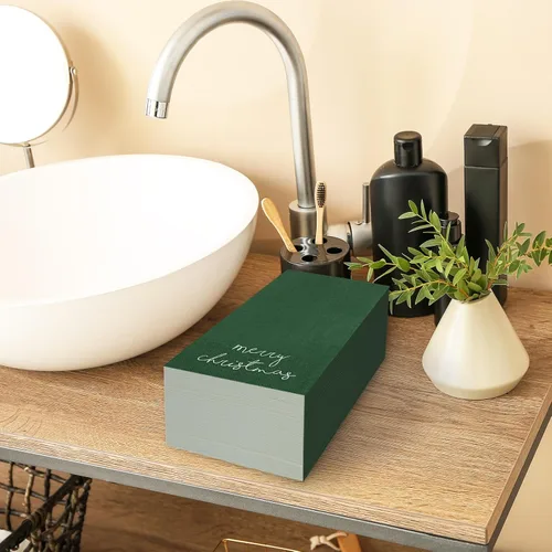 Vista 5 de Whaline Servilletas de Invitados de Navidad Rojo Verde Feliz Navidad Servilletas de Papel Desechables Servilleta de Mano para Invitados Navideña