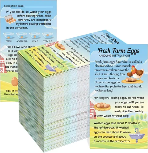 Vista 8 de Kisston 200 Piezas Tarjetas de Instrucciones de Manejo de Huevos Frescos de Granja 2 x 3.5'' Sello de Cartón de Huevos de Navidad Tarjetas