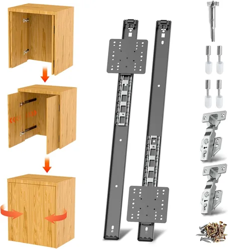 Vista 16 de Rieles para Puertas de Bolsillo, Riel para Puerta de Bolsillo de Gabinete, Bisagra para Puerta de Bolsillo, Herrajes para Riel de Puerta Pivotante