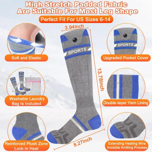 Vista 16 de 8000mAh*2 Heated Socks for Men Women with App Control,Large-Capacity Rechargeable Battery,360°Heating Warming,Electric Winter Socks,Foot Sole