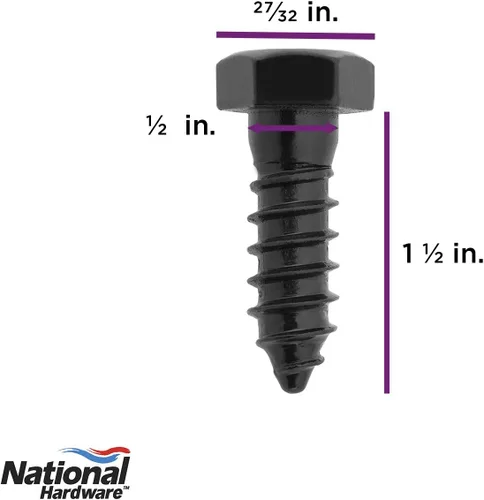 Vista 3 de National Hardware N800-123 Tornillo de retardo 1/2" x 1 1/2", negro, 12