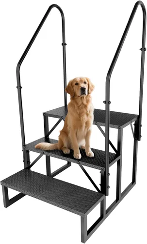 Vista 11 de Pasos de RV con pasamanos, escaleras de RV de 3 pasos con capacidad de carga de 660 lbs, escalera con panel antideslizante, escaleras para casas