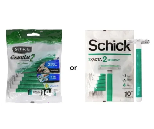 Vista 2 de Schick Exacta2 - Afeitadora desechable para hombre de piel sensible, 20 unidades (10 unidades x 2 unidades) 2023 New Verson
