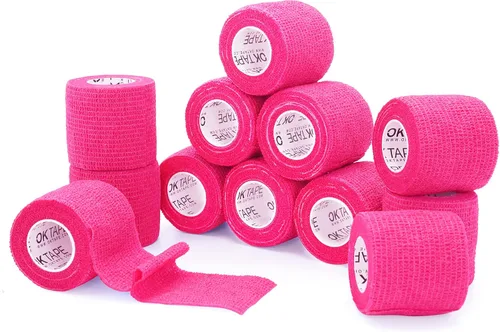 Vista 22 de OK TAPE Vendas Cohesivas Autoadherentes – 24 paquetes, 1 pulgada x 5 yardas, venda autoadhesiva no tejida para pulgar, dedo, muñeca, tobillo, cinta