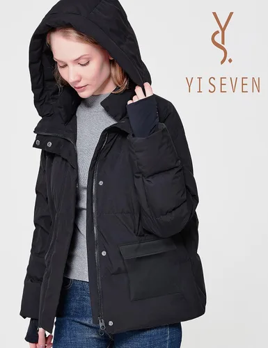 Vista 6 de YISEVEN Chaqueta ligera impermeable desmontable gruesa de gran tamaño con capucha para mujer