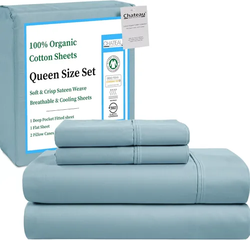 Vista 22 de Sábanas Twin XL 100% Algodón Para Cama Twin, Juegos de Sábanas Bajeras y Fundas de Almohada Totalmente Elásticas, Resistentes a la Decoloración