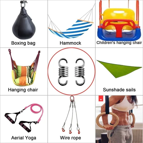 Vista 4 de Silla hamaca de resorte de 4 pulgadas con capacidad de 1100 libras, colgador de suspensión de columpio de porche para hamaca, bolsa de boxeo, silla