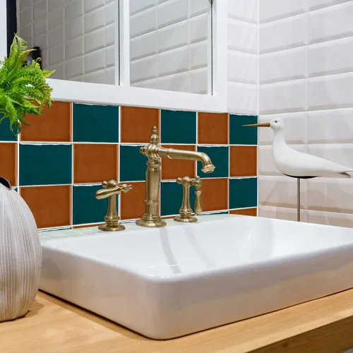Vista 56 de Alwayspon Adhesivo de vinilo brillante de ladrillo de Provenza, autoadhesivo para azulejos de pared de transferencia de salpicaduras para cocina