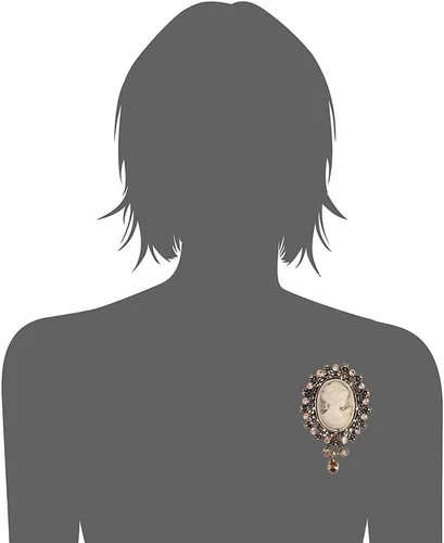 Vista 4 de lureme Cameo de belleza victoriana elegante vintage con broche de cristal (br000017)