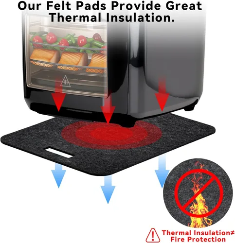 Vista 4 de Alfombrilla resistente al calor para freidora de aire con función deslizante, 2 piezas de 12 x 14 pulgadas, resistente al calor, tapete protector