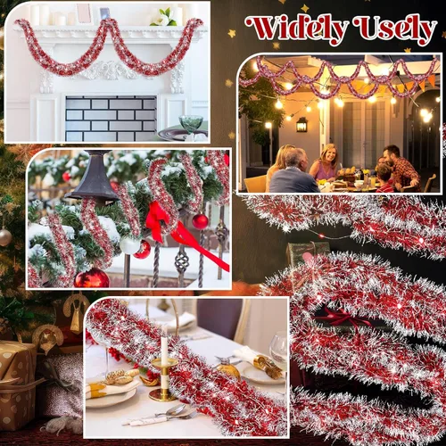 Vista 52 de Ceenna 4 guirnaldas de oropel de Navidad de 32.8 pies con 100 luces LED de 32.8 pies para colgar en la pared, árbol de Navidad, decoración