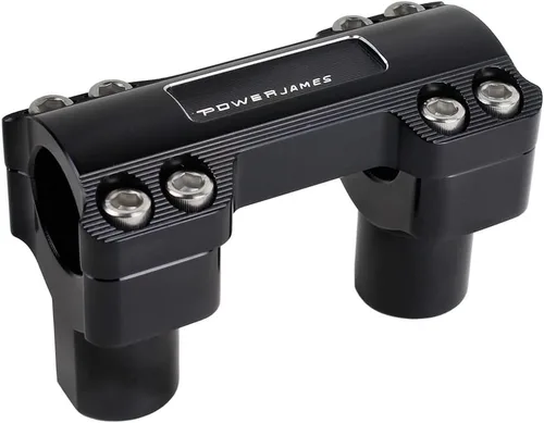 Vista 3 de POWERJAMES - Elevadores de manillar negros de 1 1/4 pulgadas para Harley Davidson Softail Fat Boy Dyna Road King con cubierta de sujeción de 1.25