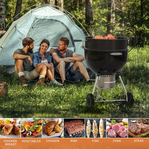 Vista 7 de onlyfire Kit de anillo de asador de hervidor de carbón de acero recubierto negro de resistencia a altas temperaturas universal para Weber 2290