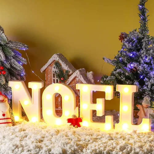 Letrero con luz LED para decoración de mesa de Navidad, marquesina de Navidad, letrero iluminado con pilas, para decoración de mesa y pared, centro