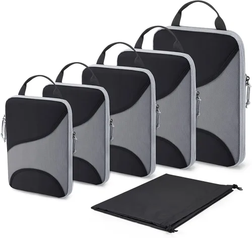 BAGSMART Juego de 6 cubos de compresión para maletas, organizadores de maletas de compresión para artículos esenciales de viaje, organizadores de