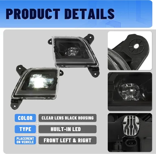 Vista 5 de Ensamble de luces antiniebla LED KUAFU compatible con Chevy Chevrolet Silverado 1500 2019-2021 Reemplazo para 84125494 84962680 Faros antiniebla