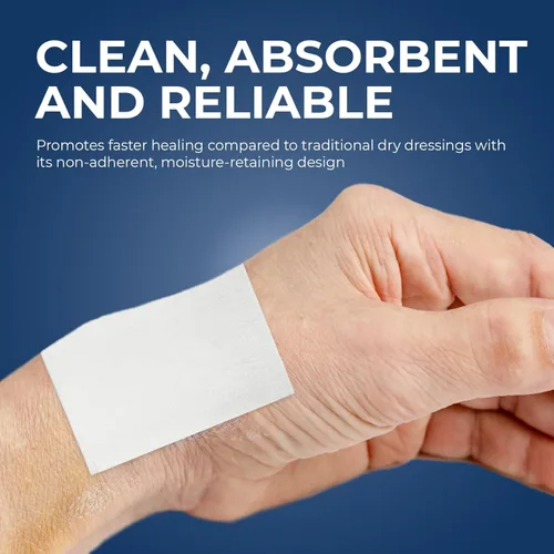 Vista 5 de MED PRIDE Almohadillas antiadherentes estériles para heridas, altamente absorbentes, sin dolor, envueltas individualmente (2 x 3 pulgadas
