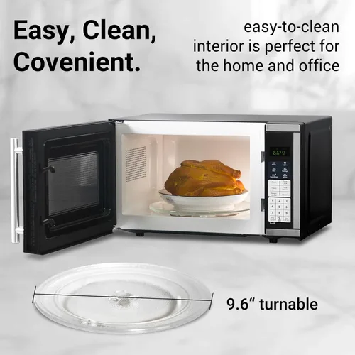 Vista 5 de Hornos microondas para encimera, 0.7 pies cúbicos, horno microondas de 700 vatios con iluminación LED, plato giratorio y bloqueo para niños