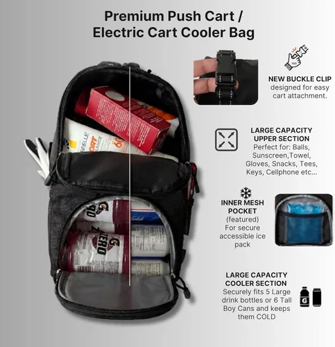 Vista 2 de Foretra Golf Push Cart Bag - Power Cart Trolley Cooler/Storage