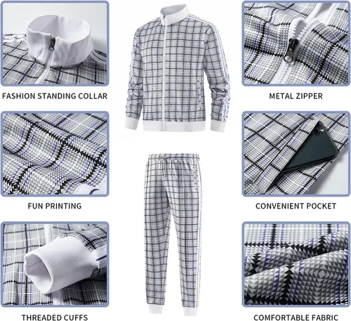 Vista 3 de Conjunto deportivo informal de 2 piezas para hombre, sudadera de manga larga y pantalón
