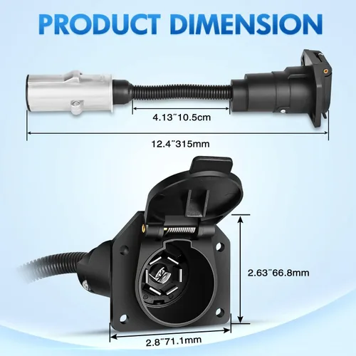 Vista 7 de Nilight Adaptador de Remolque de Cuchilla RV de 7 Pines Redondo a 7 Vías Conector Arnés de Cableado Adaptador Eléctrico Conector de Enchufe
