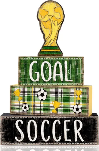 Vista 18 de DIYDEC 4 piezas de decoración de mesa de Navidad, árbol de Navidad, letrero de bloque de madera, decoración de bandeja escalonada de Navidad, pieza