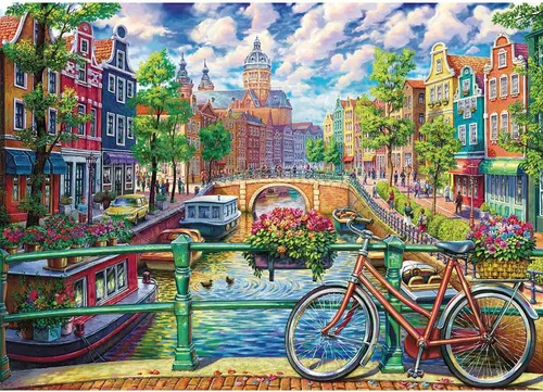Rompecabezas de 1000 piezas para adultos, 1000 piezas, juguetes educativos del canal de Ámsterdam, rompecabezas de decoración familiar