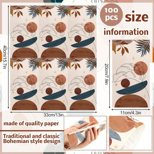 Vista 3 de Paquete de 100 servilletas florales desechables de papel de 2 capas decorativas para cena, servilletas de cóctel de flores para baño, inodoro