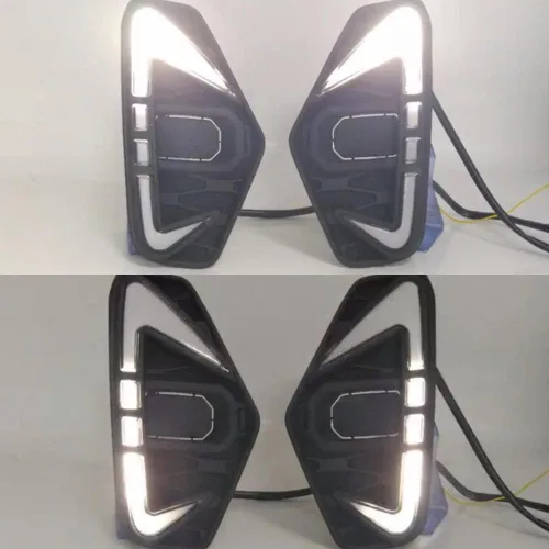 Vista 4 de Luz de circulación diurna LED para Nissan Navara Frontier NP300 2020 2021, 6000K blanco parachoques delantero escaneo DRL + Streamer señales de giro
