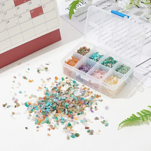 Vista 4 de OLYCRAFT Cuentas de chips de turquesa de 7.62 oz, sin agujero, piedra de cristal natural, piezas trituradas de forma irregular, piedras de cuarzo