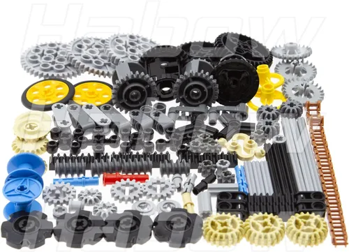 Vista 3 de Habow 116pcs Technic Parts - Engranajes, eje, pasador, conector, ruedas, cadena de eslabones, estante de engranajes, volante, casquillo, gancho