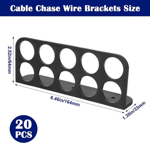 Vista 2 de Paquete de 20 soportes de cable para persecución de cables, soporte de cable para gestión organizada de cables eléctricos NMB, ahorro de tiempo