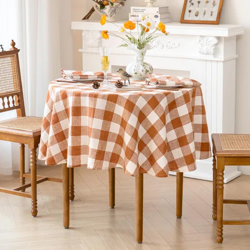 Vista 57 de Linen World - Mantel de lino de otoño de 90 x 60 pulgadas, mantel rectangular lavable de lino francés para comedor, al aire libre, bodas