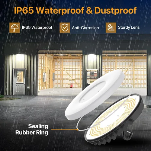 Vista 6 de DEMILAR - Luces inteligentes para tienda de 150 W, sensor de micware, 18000 lúmenes, luz LED UFO de alta bahía con control remoto multifunción, 10%