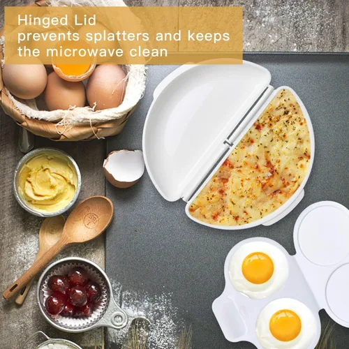 Vista 6 de Easy Egg Breakfast Set Akamino - Molde para microondas y cazador escalfador de huevos, sin BPA, fácil de usar y antiadherente, utensilios de cocina
